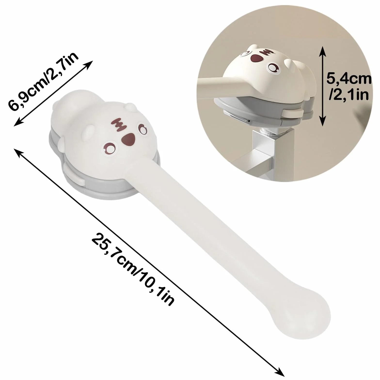 Extensor De Manija De Grifo, Extensión De Grifo De Dibujos Animados Para Niños, Alargador De Grifo Extensión De Mango Para Niños Pequeños, Juego De Extensor De Manija De Grifo (Blanco)