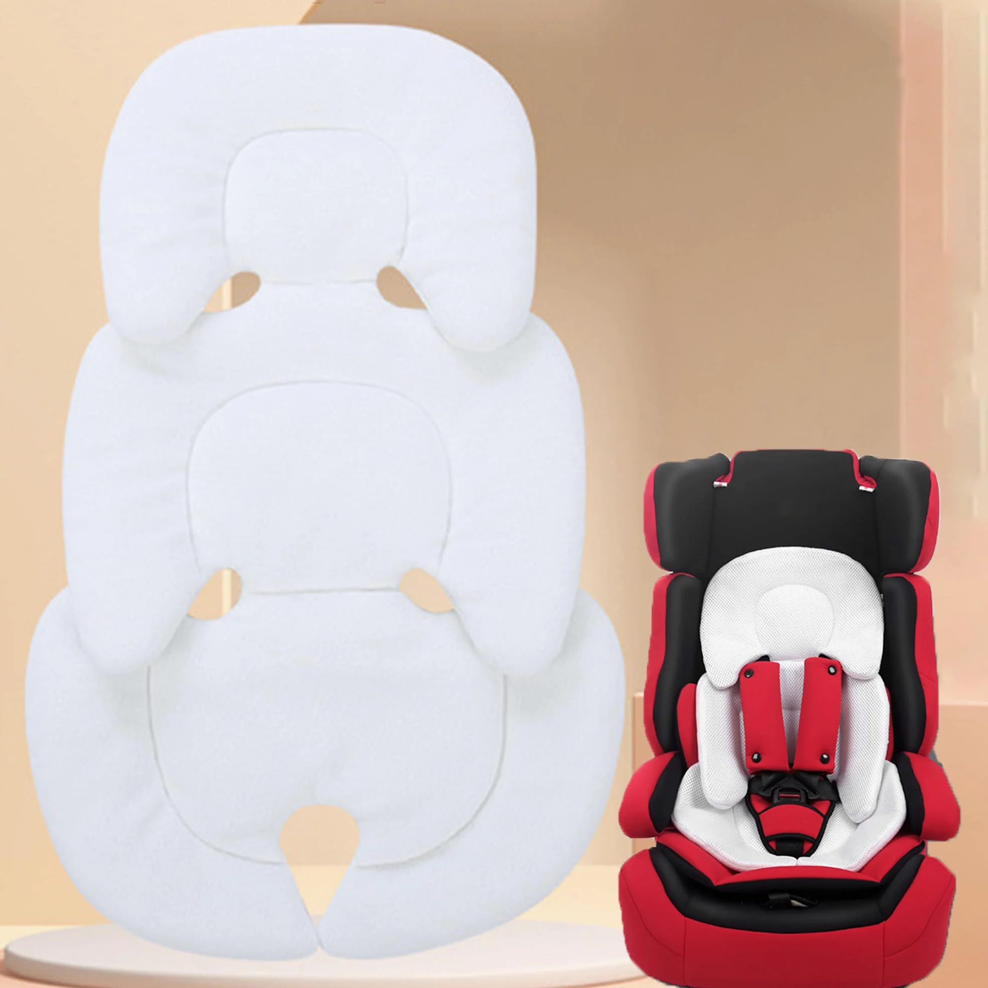 Asiento De Coche De Bebé Almohadilla De Inserción, Malla Transpirable Asiento De Coche Para Niños Recién Nacidos, Almohadilla De Cojín Extra Suave y Transpirable Para Asiento De Coche Blanco