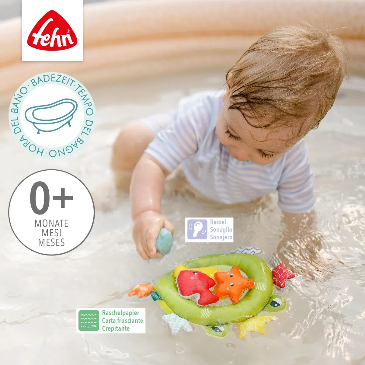 Fehn Red de baño Rana Animal, Juguete de baño para bebés para la bañera, Juguete acuático Flotante para divertirse en el baño, Juguete de bañera para bebés y niños pequeños a Partir de 0 Meses