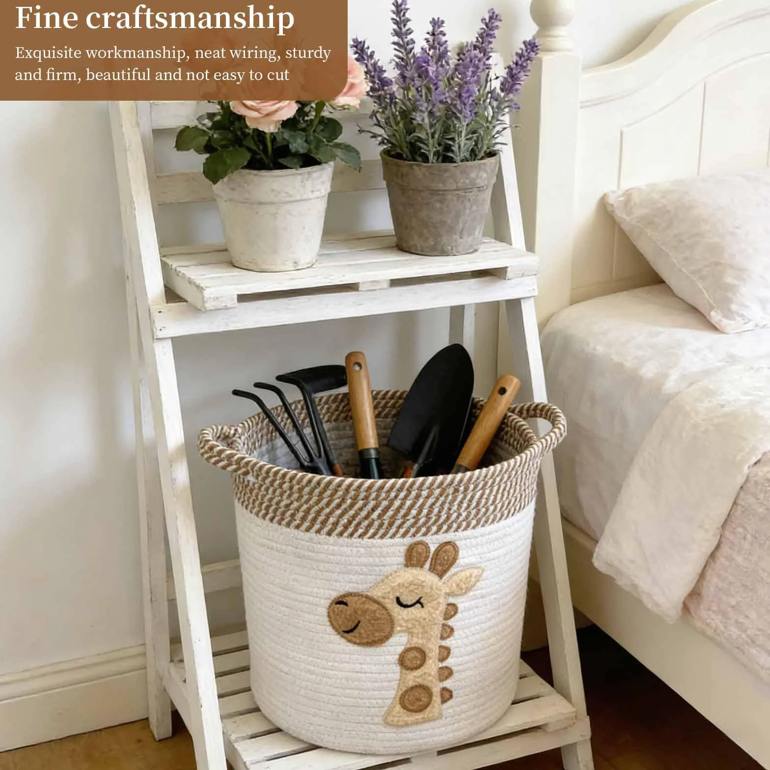 Cesta Almacenaje Algodón Jirafa 30x30cm Organizador Bebe Ropa Sucia Infantil