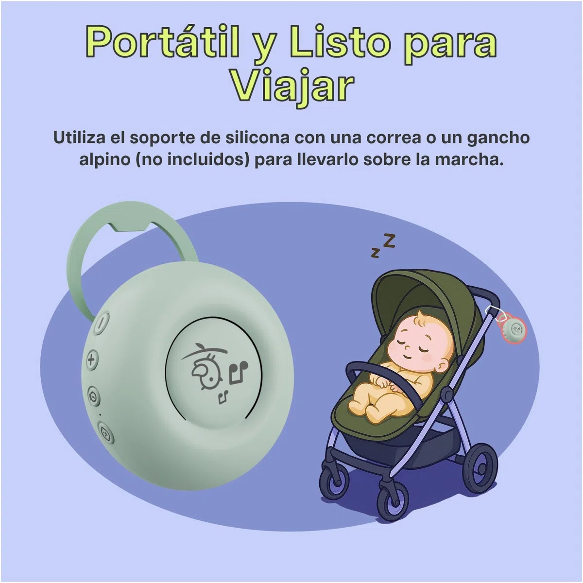 Máquina de Ruido Blanco Portátil Bebé por MMOBIEL – 20 Sonidos Relajantes, Sensor de Llanto, Temporizador, Recargable USB-C – Ruido Blanco/Rosa/Marrón, Canciones de Cuna y Sonidos Naturaleza - Verde