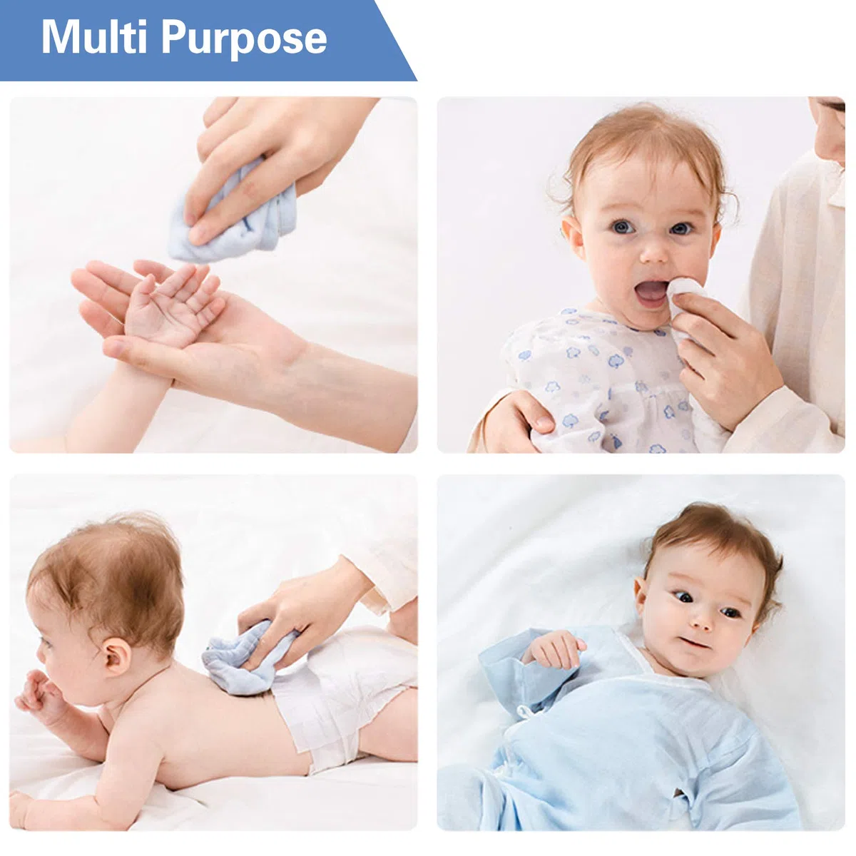 Paquete de 10 toallitas de muselina para bebés - Toallitas de algodón natural para bebés - Toalla suave para recién nacidos para pieles sensibles - Toalla de baño de algodón de 6 capas