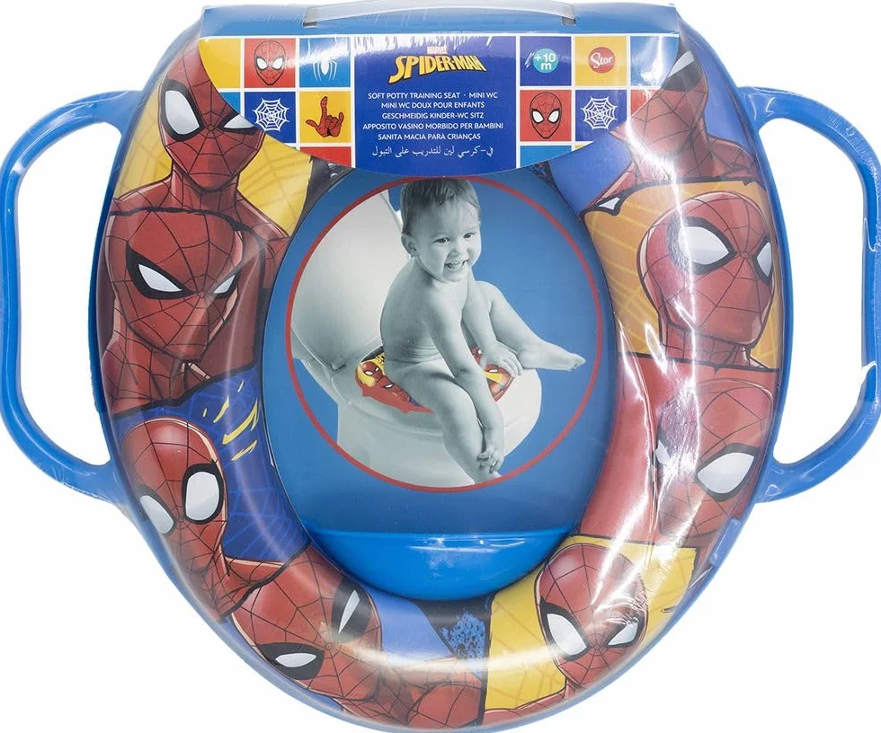 Stor Reductor de inodoro infantil Marvel Spiderman, con cómodo acolchado y dos asas, lavable y reutilizable