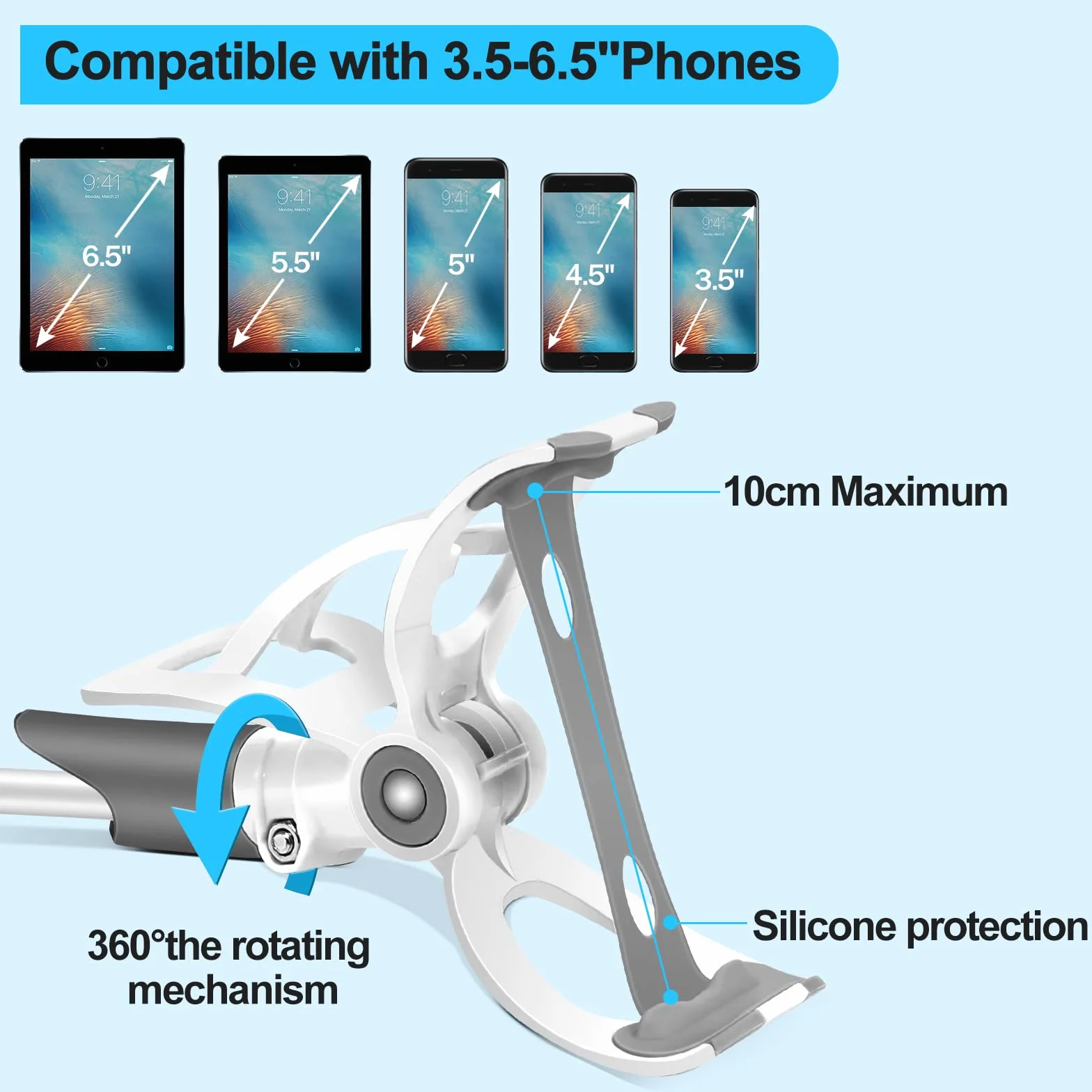 BURNNOVE Soporte para Vigilabebes Universal, Soporte para Cámara Monitor de Bebé Ajustable sin Perforación, Giratorio de 360 °, Compatible con la Mayoría de de Monitores de Bebé, Teléfonos Móviles