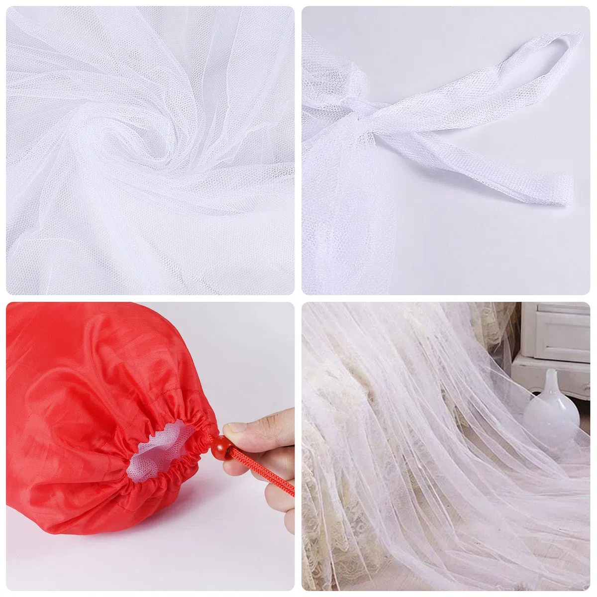 Mosquitera Cama Matrimonio 200 x 200 x 180 cm, Mosquitera Jardin, Mosquiteras para Camas Exteriores, Mosquito Net para Viajar Doble Cama, Malla Fina y Duradera