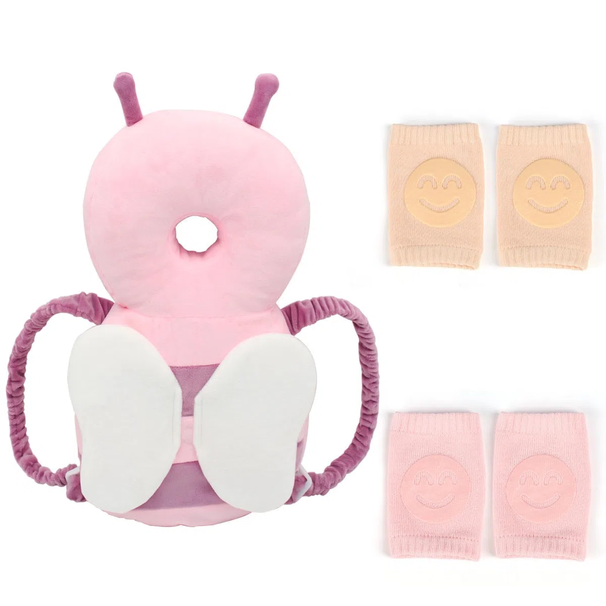 Protector de Cabeza para Bebés, Almohadilla Protectora Ajustable Contra Impactos, Suave y Transpirable, Adecuada para Bebés que Gatean de 4 y 36 Meses (Rosa)