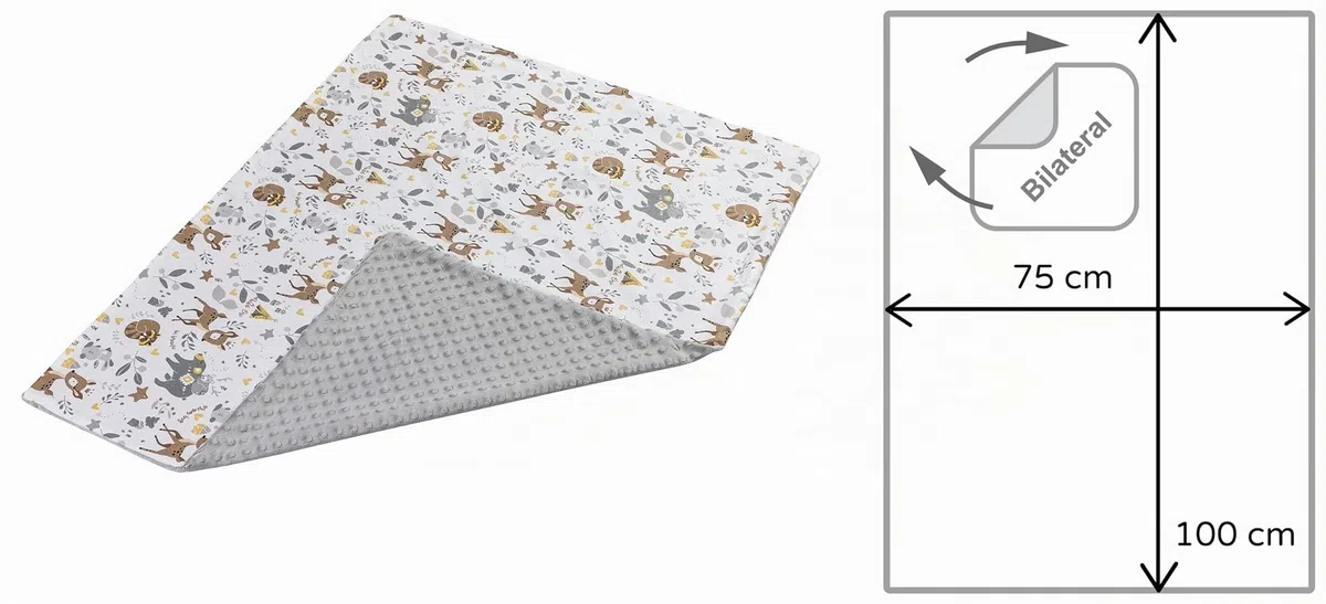 Medi Partners Manta para Bebe 75x100cm Mantas Recien Nacido Mantita Bebes 100% Algodon Verano Bebés Minky Universal Confortable (Ciervo con Minky Gris)