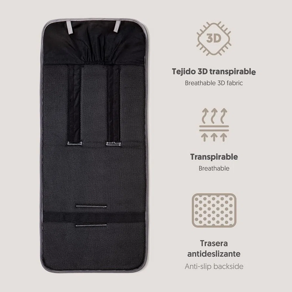 Interbaby Colchoneta Silla Paseo Universal para Verano | Transpirable y Cómoda | Funda Carro Bebe 100% Algodón, 84x34cm, Protectores para Arnés | Funda Silla Paseo Cat Rosa