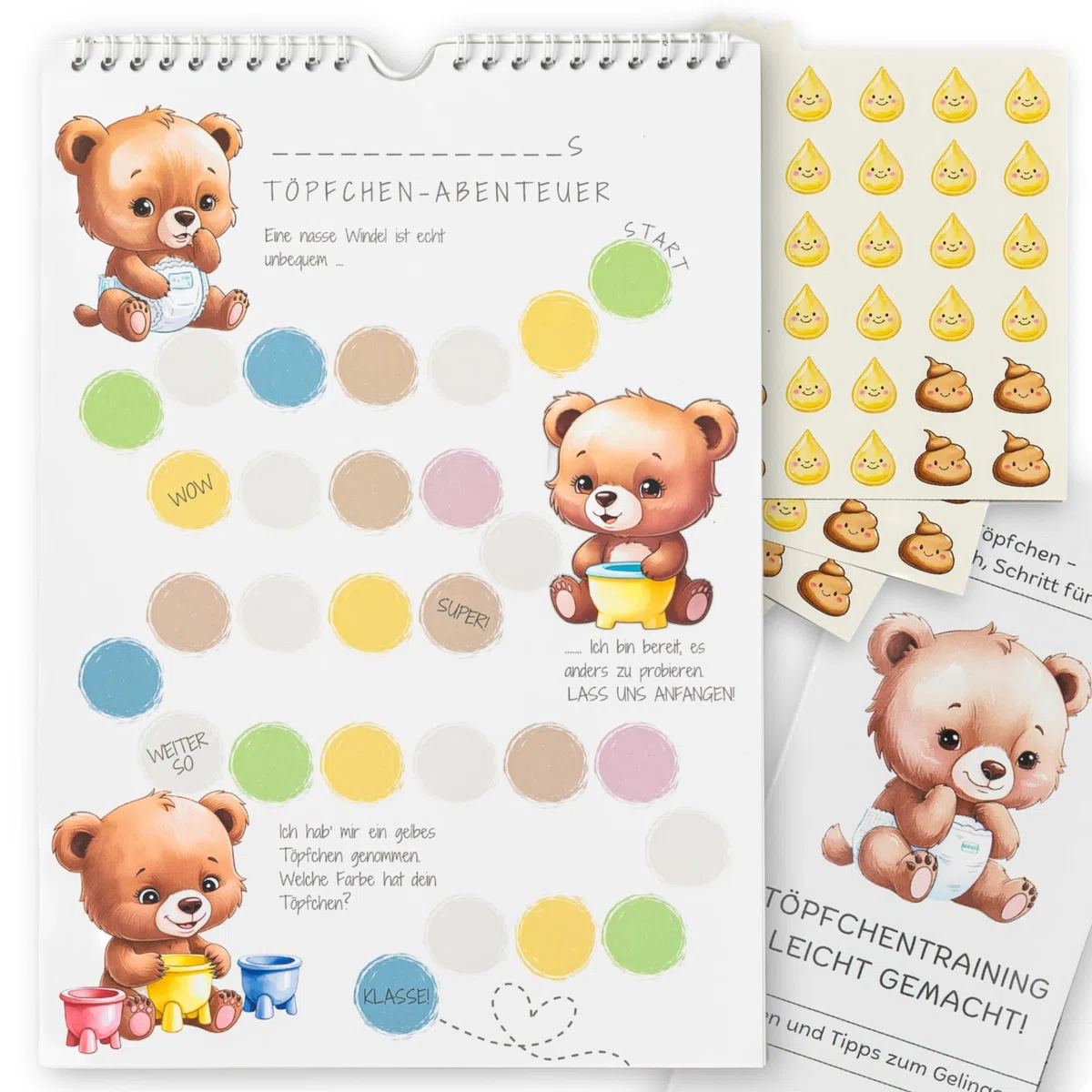 Pizarra de recompensas para entrenamiento de orinal a partir de 2 años, calendario y plan personalizables con pegatinas, guía para padres y ganchos, entrenamiento para el baño, niños, secado y sistema