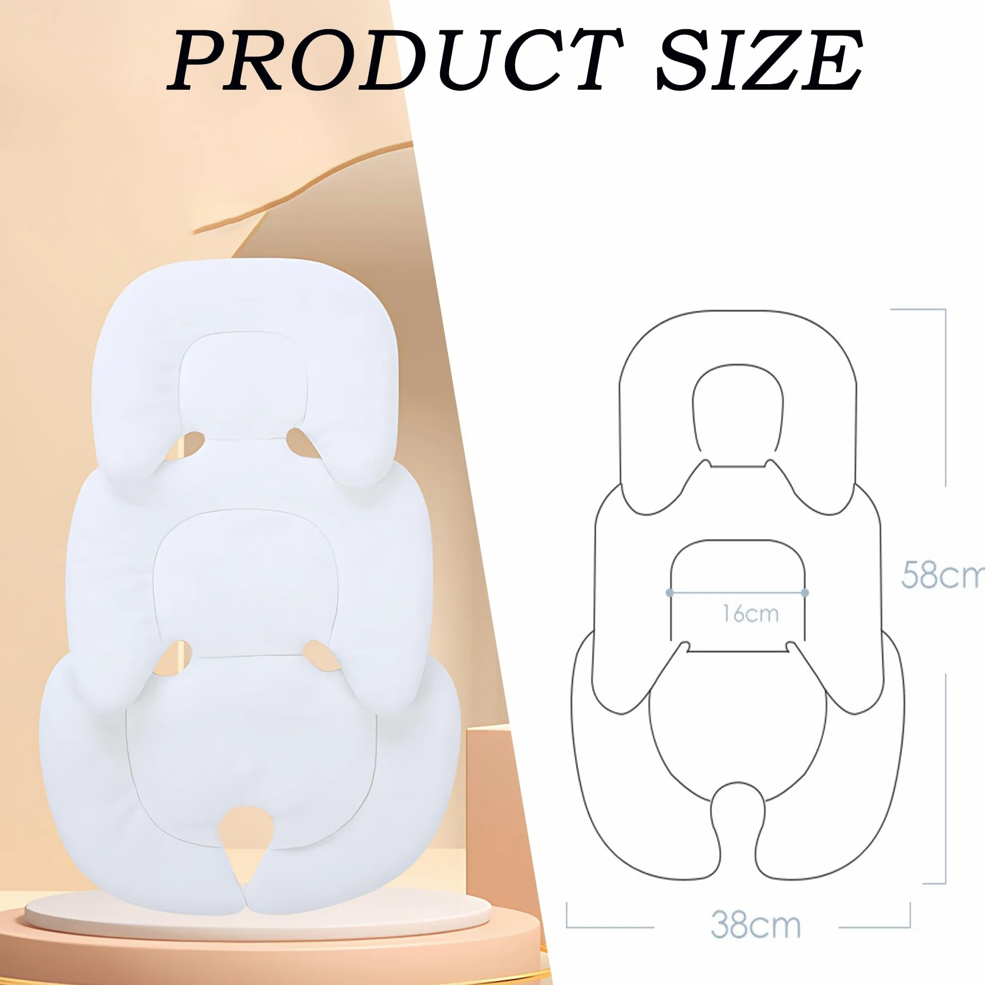 Asiento De Coche De Bebé Almohadilla De Inserción, Malla Transpirable Asiento De Coche Para Niños Recién Nacidos, Almohadilla De Cojín Extra Suave y Transpirable Para Asiento De Coche Blanco