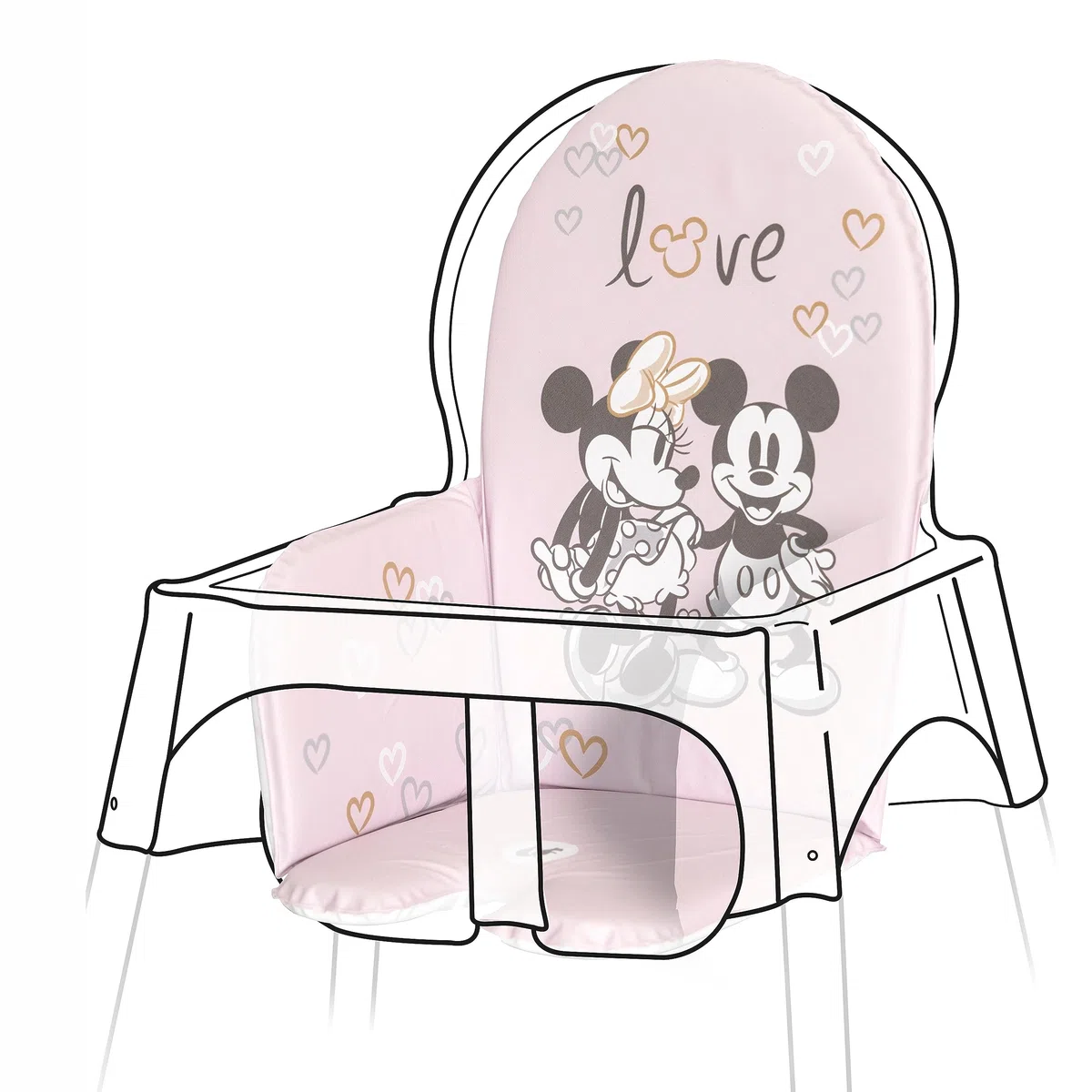 keeeper Cojín para trona Minnie, Uso universal para tronas, Con cierre de velcro, Lena, Rosa pastel