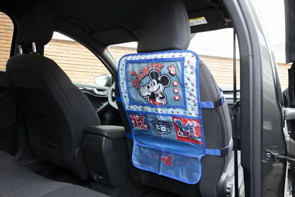 Organizador de coche infantil Disney, gris y azul, protector de asiento con el bonito Mickey Mouse Mickey Mouse