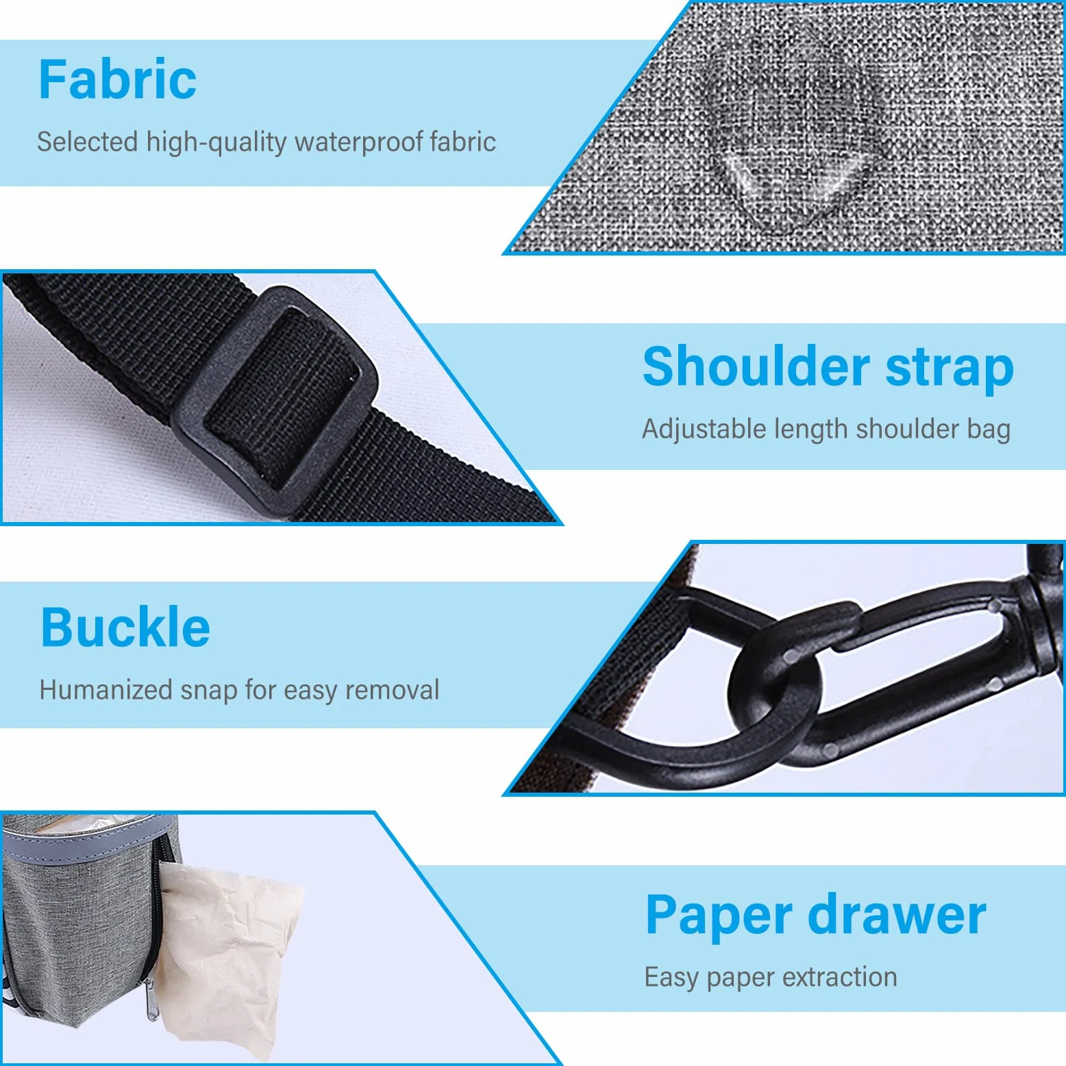 Bolsa Organizadora de Cochecitos, Multifuncional con Correa Para el Hombro Bolso Carro Bebé, Gran Capacidad Súper Liviana Bolso Organizador Bugaboo Universal Impermeable (Gris)