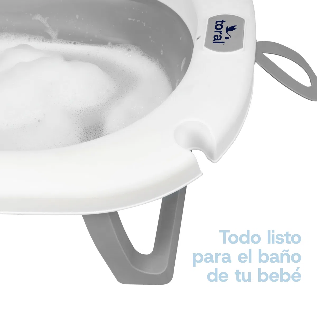 Toral Bañera Plegable Bebé con Patas Gris - Bañera Bebe con Patas Comoda, Facil de Guardar y Usar, Patas Antideslizantes y Colgador - Bañera Bebé Plegable Portatil - Modelo Bathy Gris