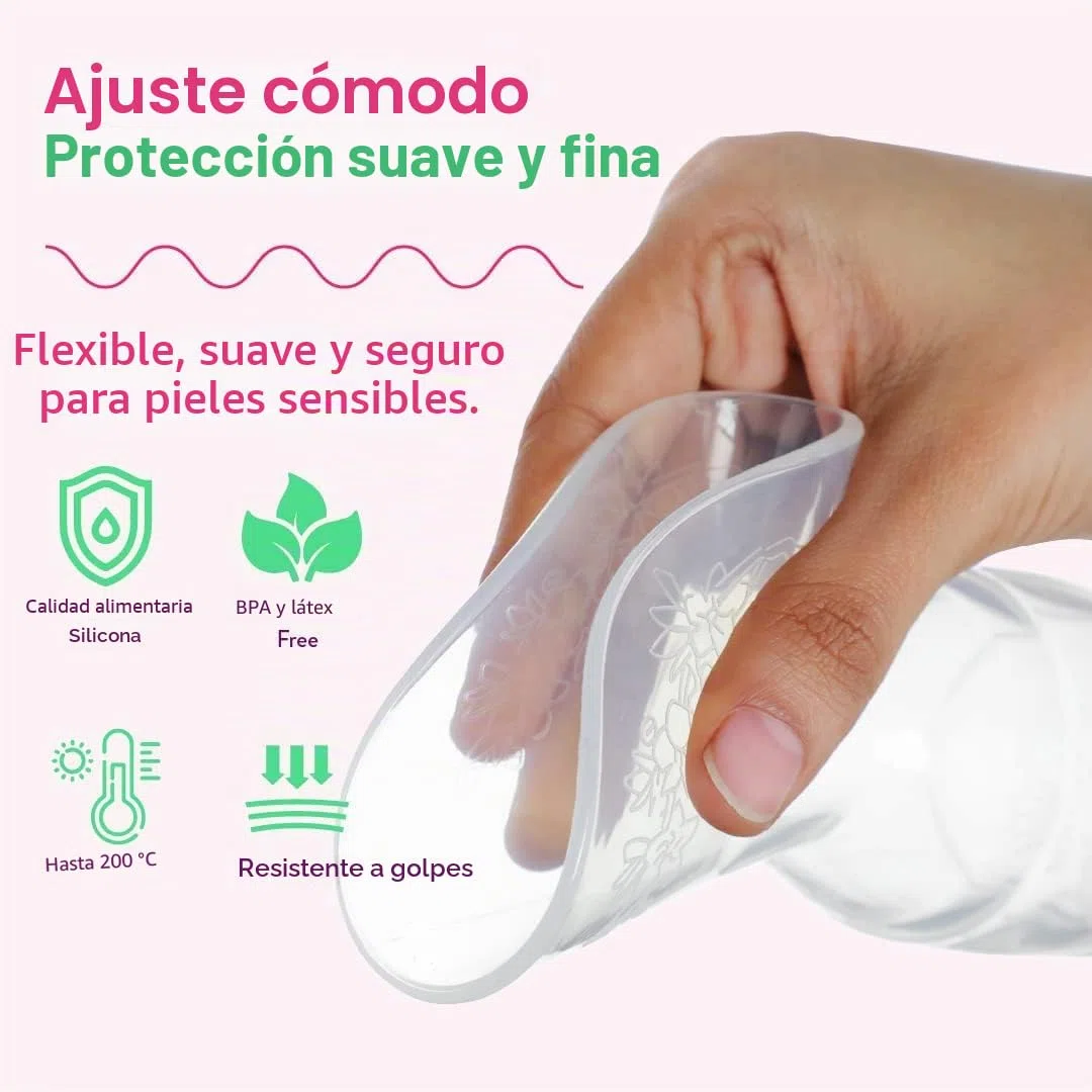 Colector de leche materna/Sacaleches de NatureBond. Extractor de leche silicona, con tapa todo en uno, bolsa de transporte, sellado al vacío, de Sin BPA. 100% silicona de grado alimenticio