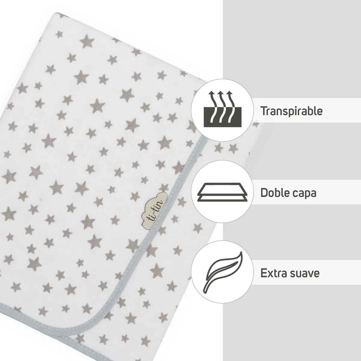 Ti TIN arrullo para bebé 80 x 80 cm, Doble Capa de algodón 100%, Transpirable, Extra Suave, fácil Lavado y Apto para Secadora, diseño Ligero y Estampados Divertidos