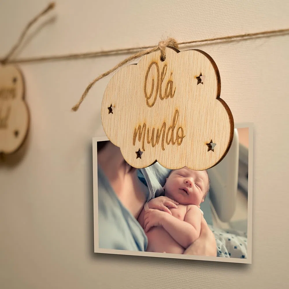 B.BachVibes - Emblemas de bebê de madeira - Conjunto com 14 discos mensais - Ideal para fotos de recém-nascidos e presente para chá de bebê (Portugues)