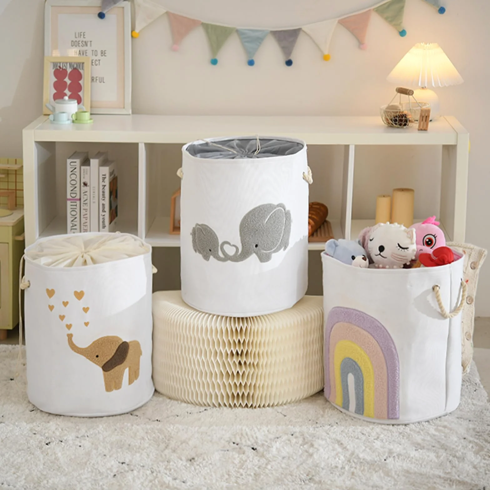 Cesta Extragrande 58 L Plegable de Lona para Juguetes y Ropa