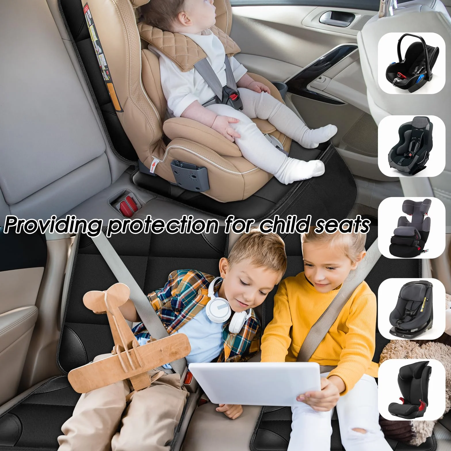 Gigmeta Protector de Asiento para niños, Antideslizante, Impermeable, Protector de Asiento Trasero para portabebés, Asiento Infantil y Mascotas, ISOfix Adecuado para Todos los Asientos Infantiles