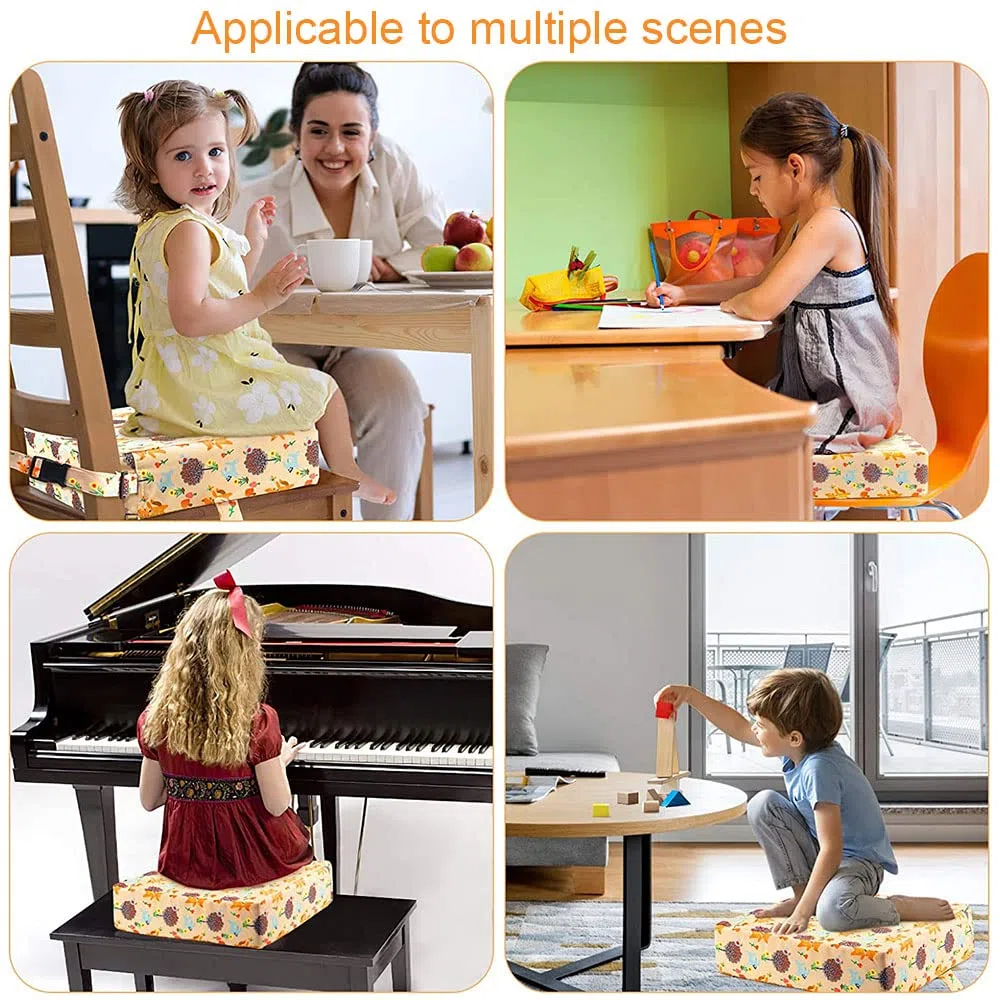 Asiento Elevador para Ninos Bebé, Chickwin Alzador de Asiento Portatil Grueso Lavable Desmontable Cojín de Asiento Ajustable para Infantil Mesa de Comedor (renunciado,40x40x10cm)