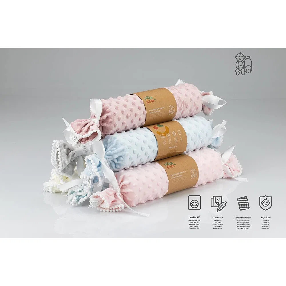 variouss Cojin Antivuelco Personalizado para bebé Recien Nacido, Personalizado con su Nombre Bordado. (Beige)