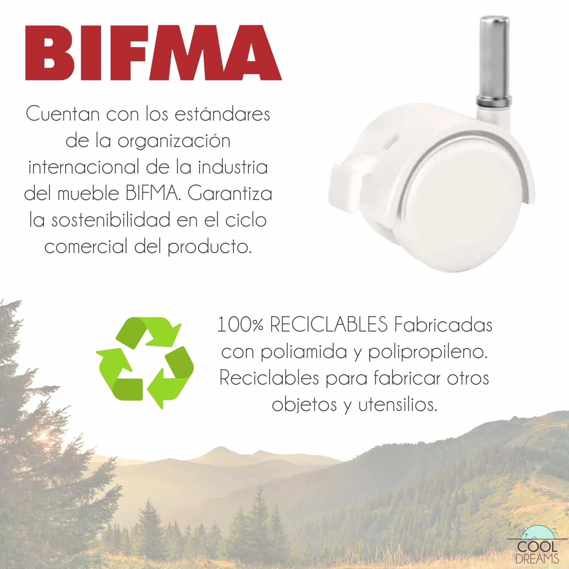 Ruedas para Cuna con Enganche en Espiga. Juego 4 Unidades de Rueda con Freno para más Seguridad + 4 Tacos para Unir a la Cuna. Blancas CoolDreams