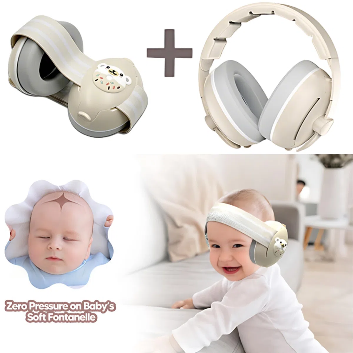Protector Auditivo Bebe, Cascos Bebe Antiruido Recien Nacido, Cáscara Gris Cálida, Cinturón Gris Cálido, Almacenamiento Conveniente, Material De Silicona, Cómodo De Usar, Aislar El Ruido Externo