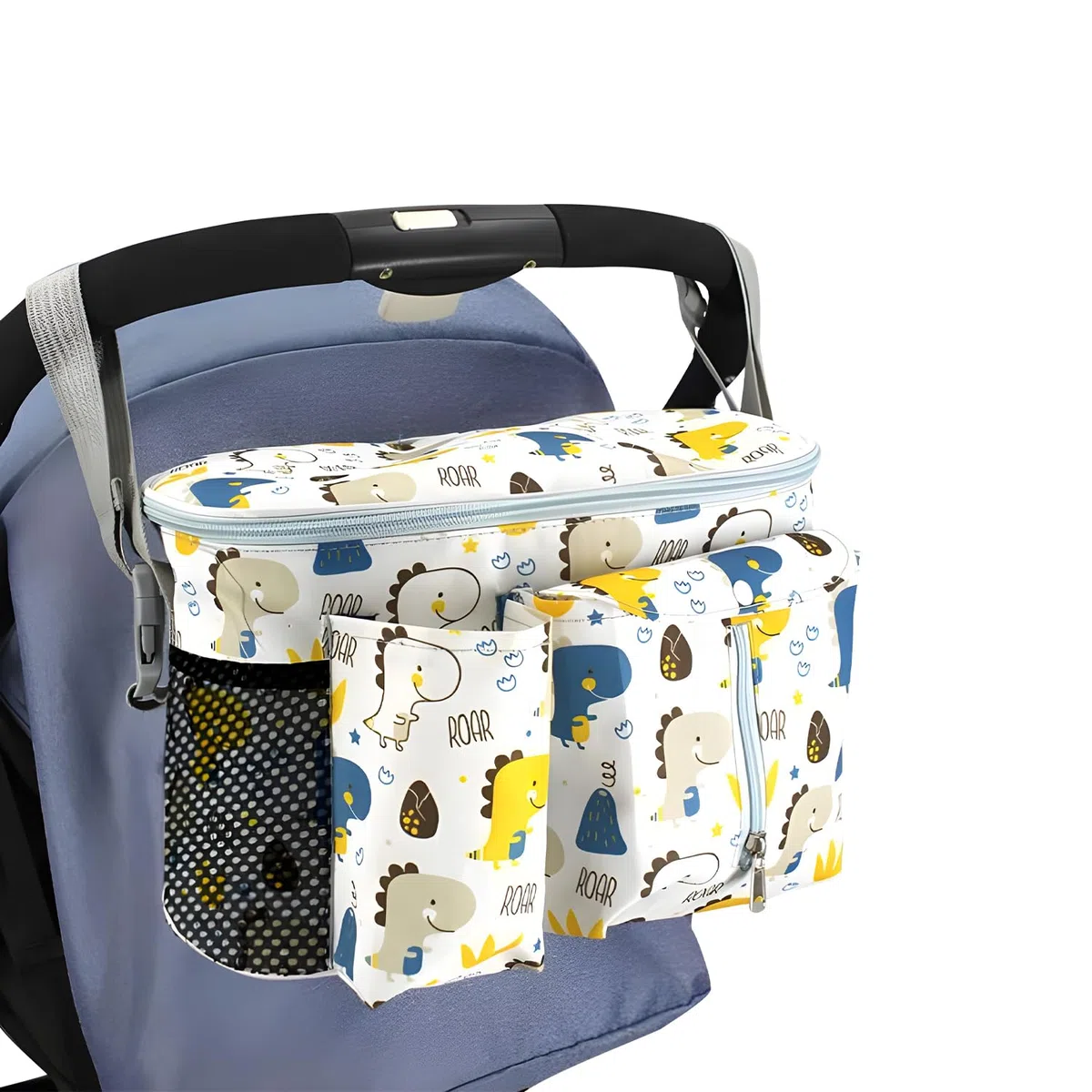Organizador de Cochecito,Bolsa Universal para Cochecito,Bolso Carro Bebe,Con Bandolera Ajustable,Para llevar Pañales Vasos de Agua Juguetes Bebés y Aperitivos