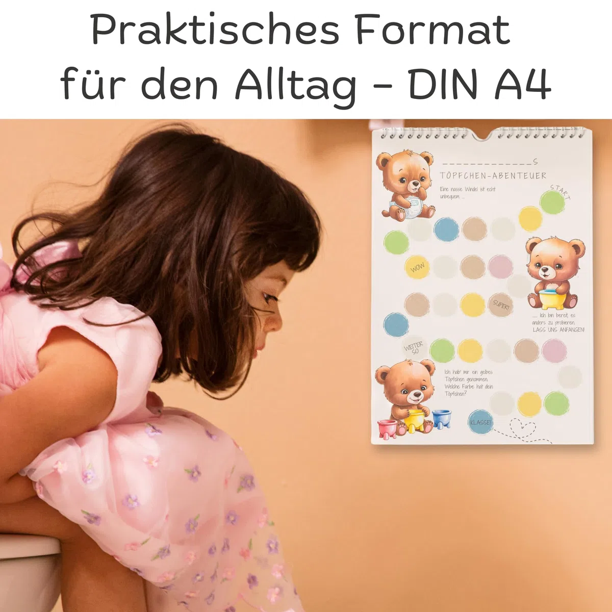 Pizarra de recompensas para entrenamiento de orinal a partir de 2 años, calendario y plan personalizables con pegatinas, guía para padres y ganchos, entrenamiento para el baño, niños, secado y sistema