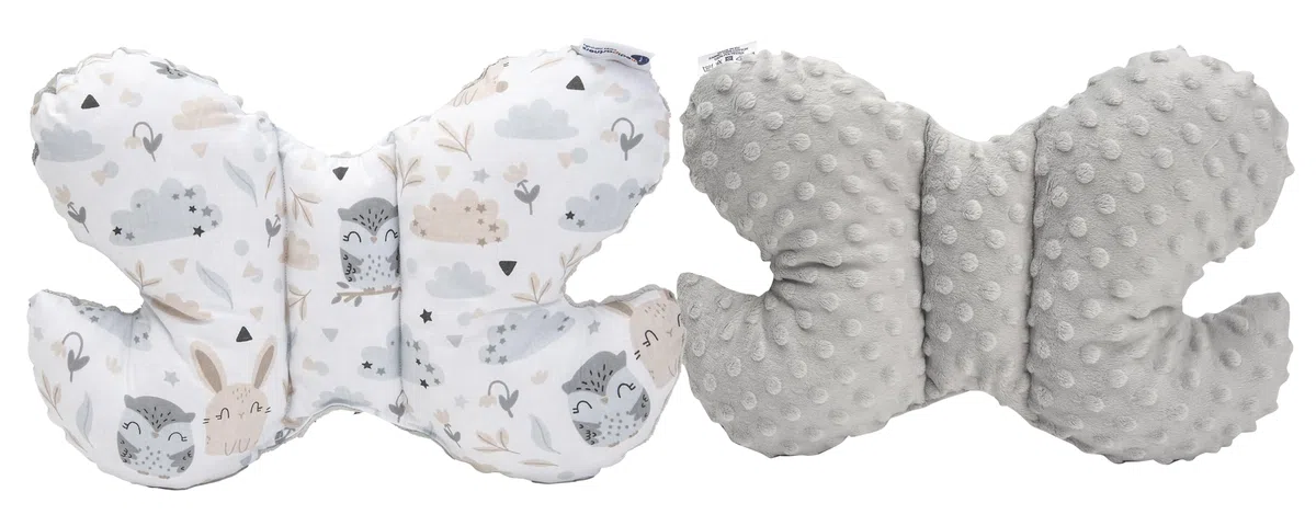 Medi Partners Almohada para bebé Mariposa 100% Algodón Minky Soporte para el Cuello niños Cochecito Viajes Dormir Almohada Rollo de repetición