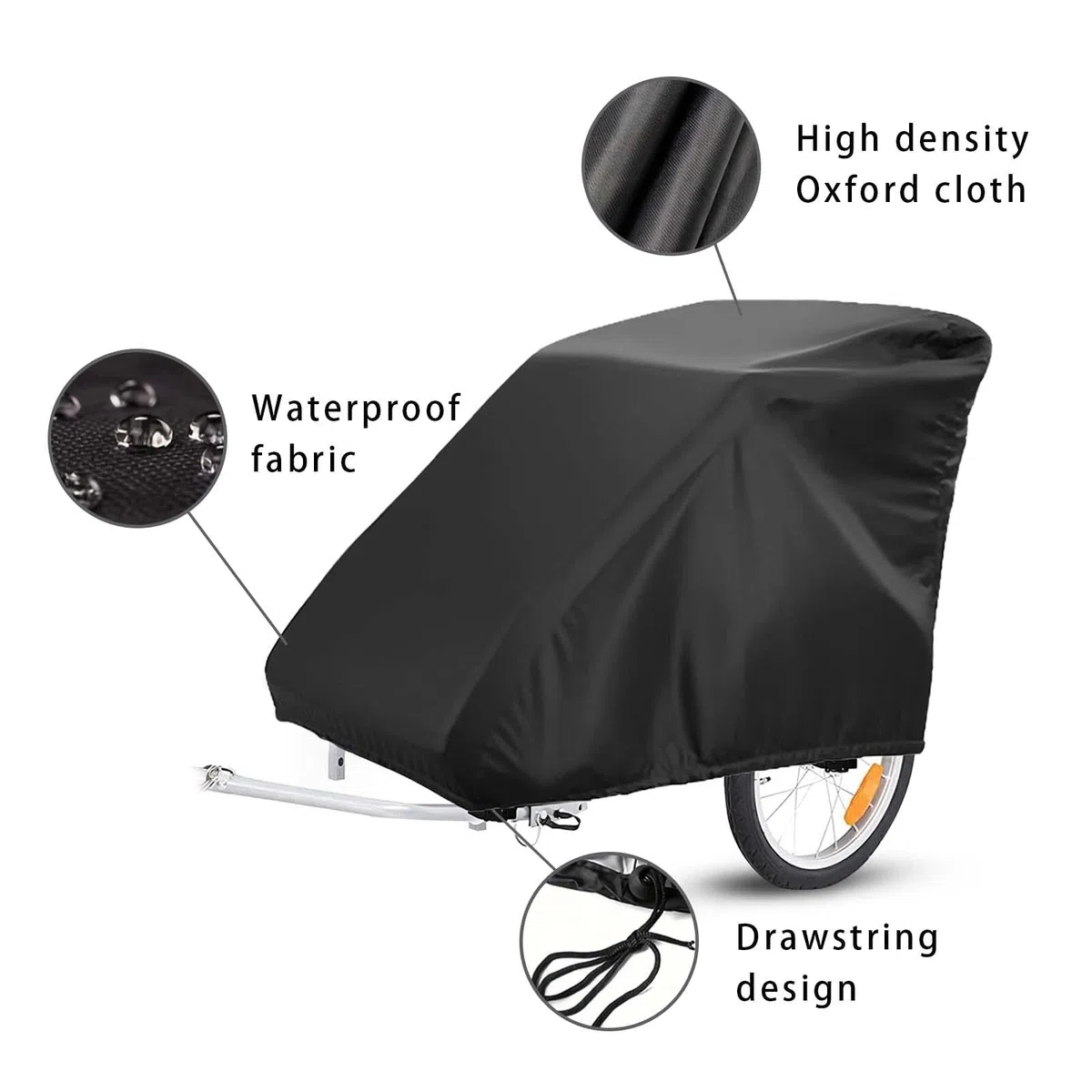 Funda plegable para remolque de bicicleta, Remolque de bicicleta de garaje plegable, Funda plegable para remolque de Remolque de perros, Tejido Oxford 210D impermeable y cortavientos