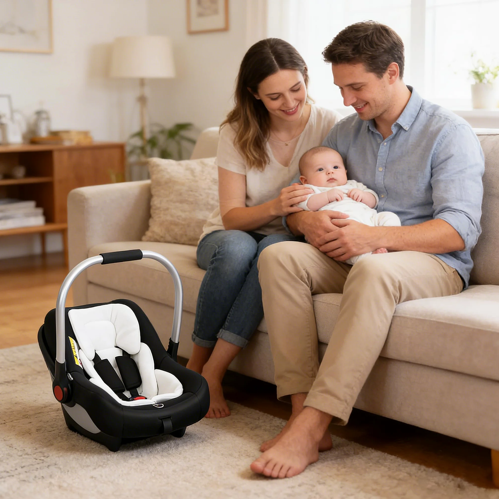 Asiento De Coche De Bebé Almohadilla De Inserción, Malla Transpirable Asiento De Coche Para Niños Recién Nacidos, Almohadilla De Cojín Extra Suave y Transpirable Para Asiento De Coche Blanco