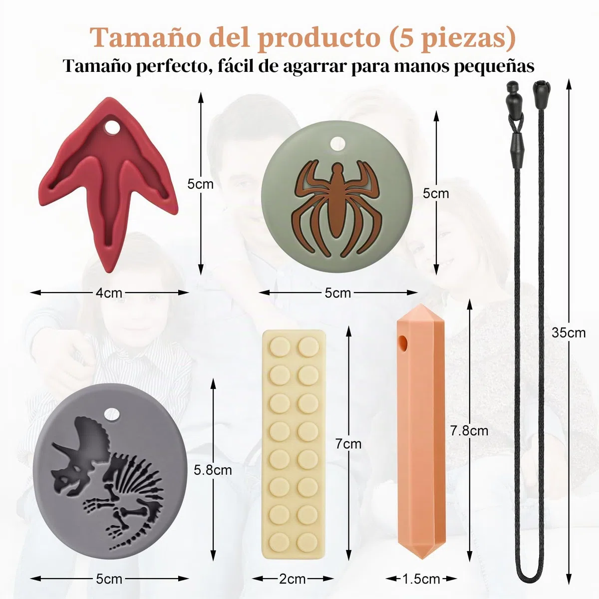 CLDY Collar sensorial masticable para autismo y TDAH, paquete de 5 juguetes masticables de silicona de gradoalimenticio para nifios, mordedor motor oral sin BPA paranifios y nifias