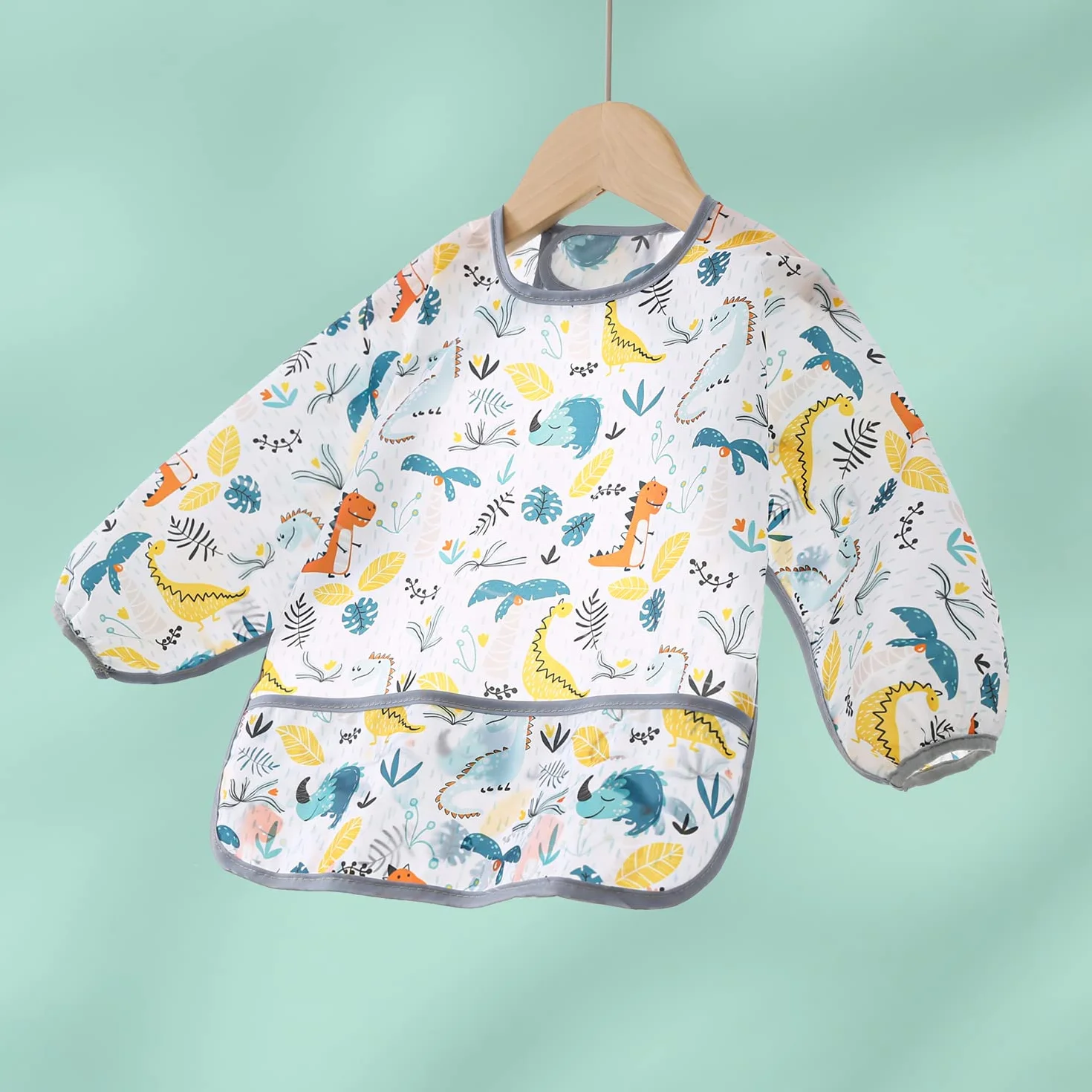 Paquete de 5 Babero con Mangas Impermeable 6-30 Meses Baberos Babetes Bebe lavables