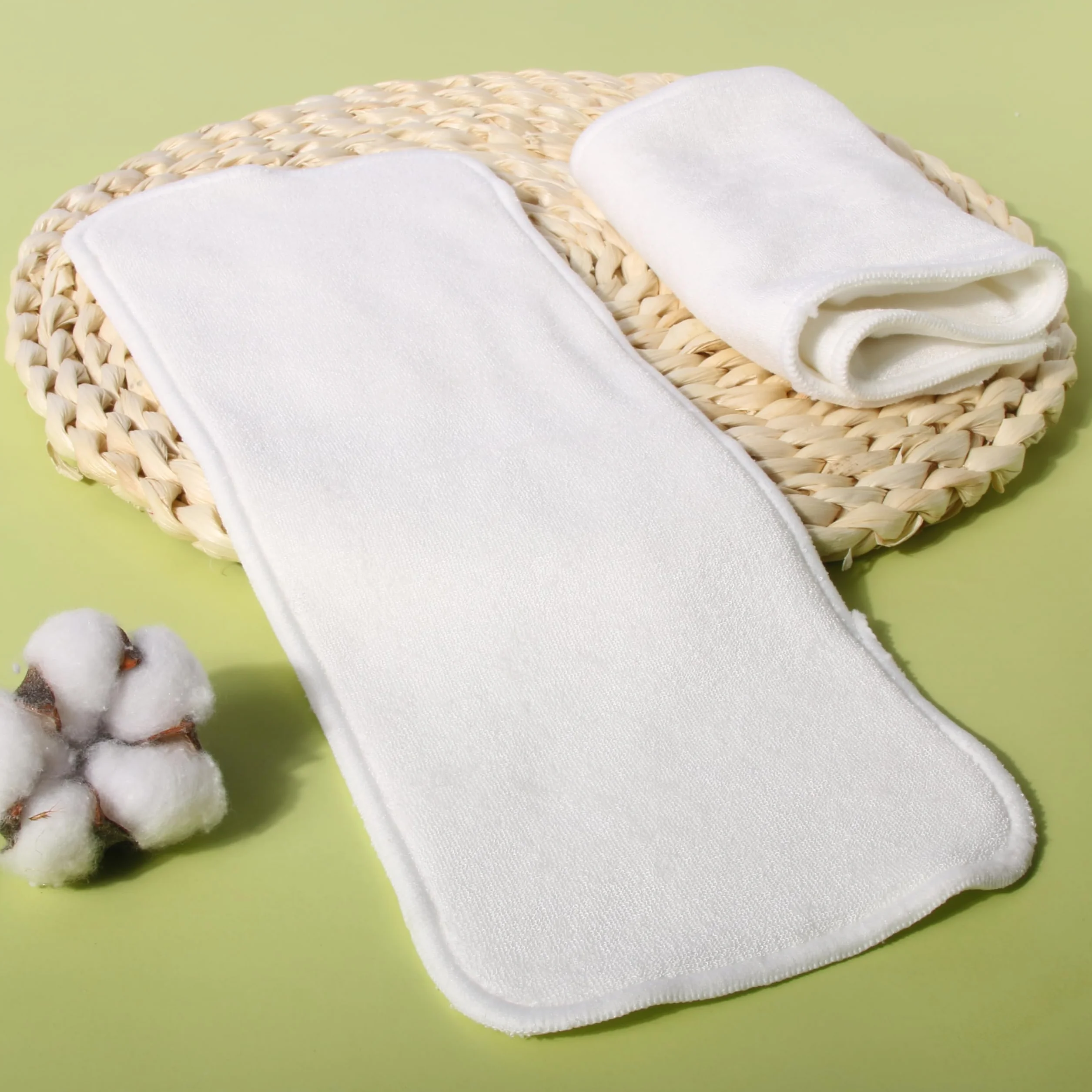 5 Eco Bambú Algodón Insertos Forros para Pañales de Bebé Ultra Absorbentes Reutilizables 4 Capas