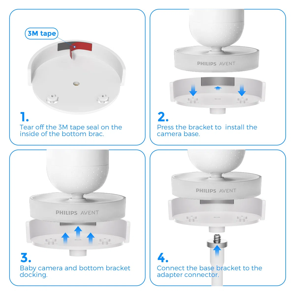 Soporte para Monitor de bebé Philips Avent SCD923/26,SCD 921/26,SCD643/26,SCD973/26,SCD951/26.Soporte Flexible con Clip para Monitor de bebé con vídeo Philips Avent
