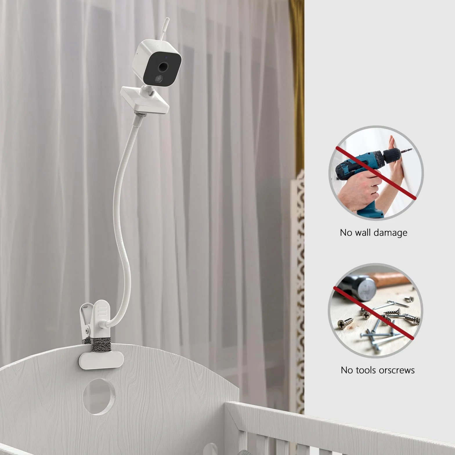 HOLACA Soporte de clip compatible con GHB ABM700/SM50B, soporte para vigilabebés para 720P OBVHNUA 900ES1/900ES2