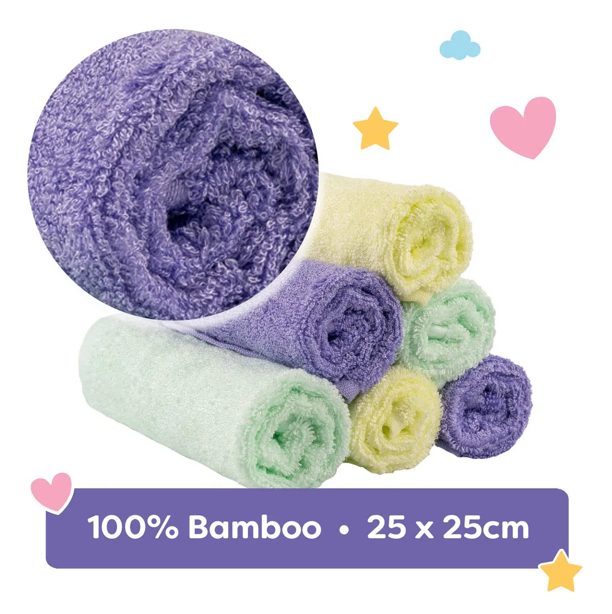 Little Gubbins - Juego de 6 paños de baño de bambú para manos, rostro y vagabundos (reutilizables) - Uso como toalla, franela o muselina - Perfecto para pieles sensibles, naturalmente antibacteriano