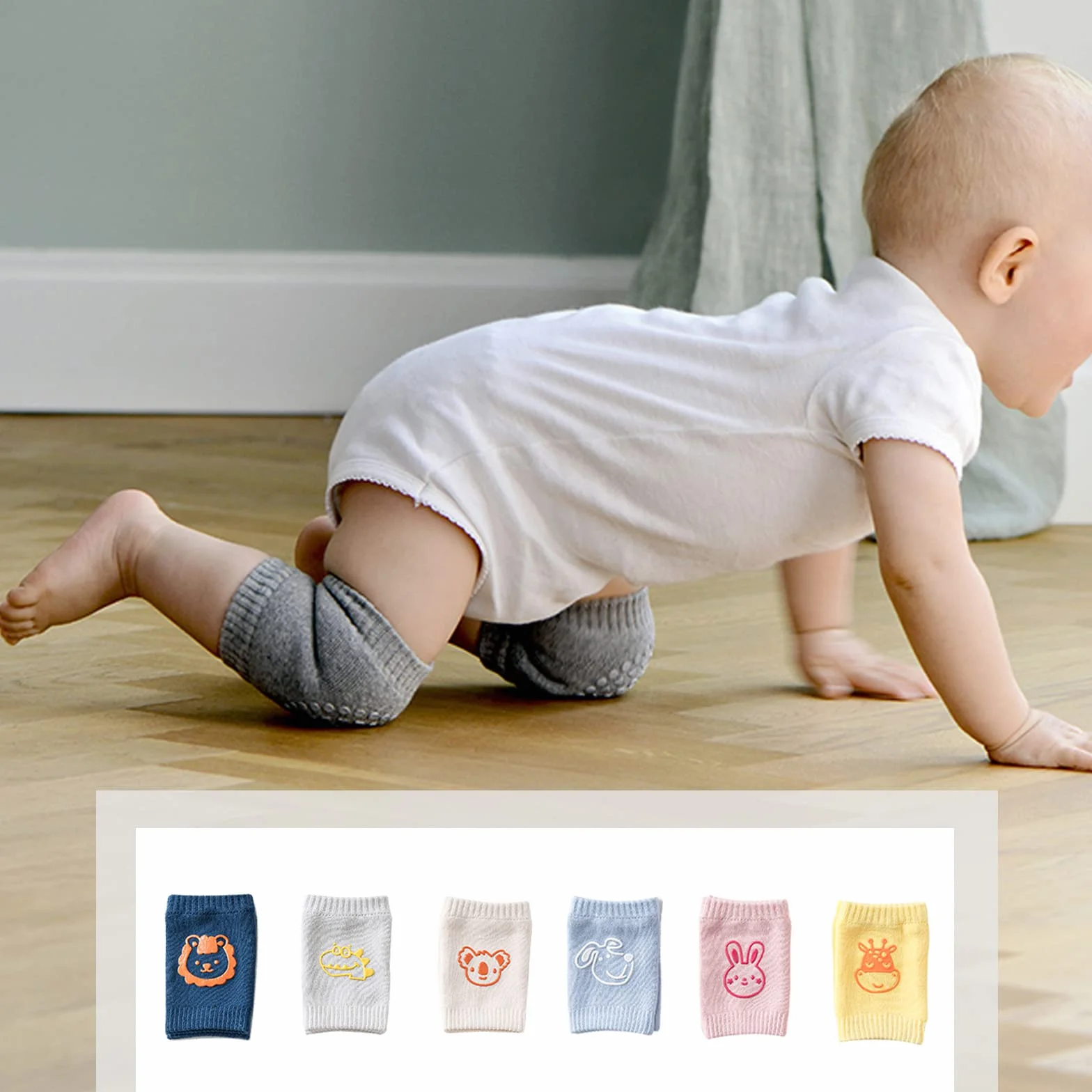 JEJA Protector de Cabeza de Bebé, Ajustables Suave Anti Caídas Soporte para la Cabeza del Bebé, para Edad 4-24 Meses - Tigre con rodilleras bebe Protectores