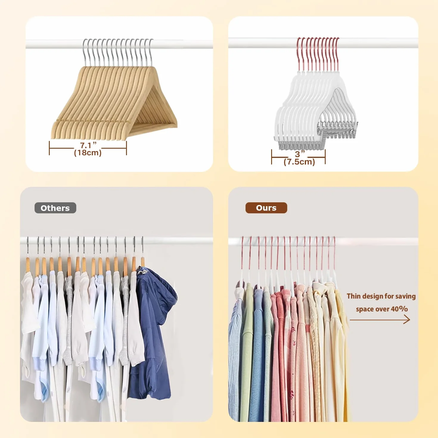 Perchas de Terciopelo con Clips para Ropa de Niños de 30cm, Perchas Antideslizantes para Niños Pequeños y Bebés, 14 Piezas, Color Blanco con Oro Rosa