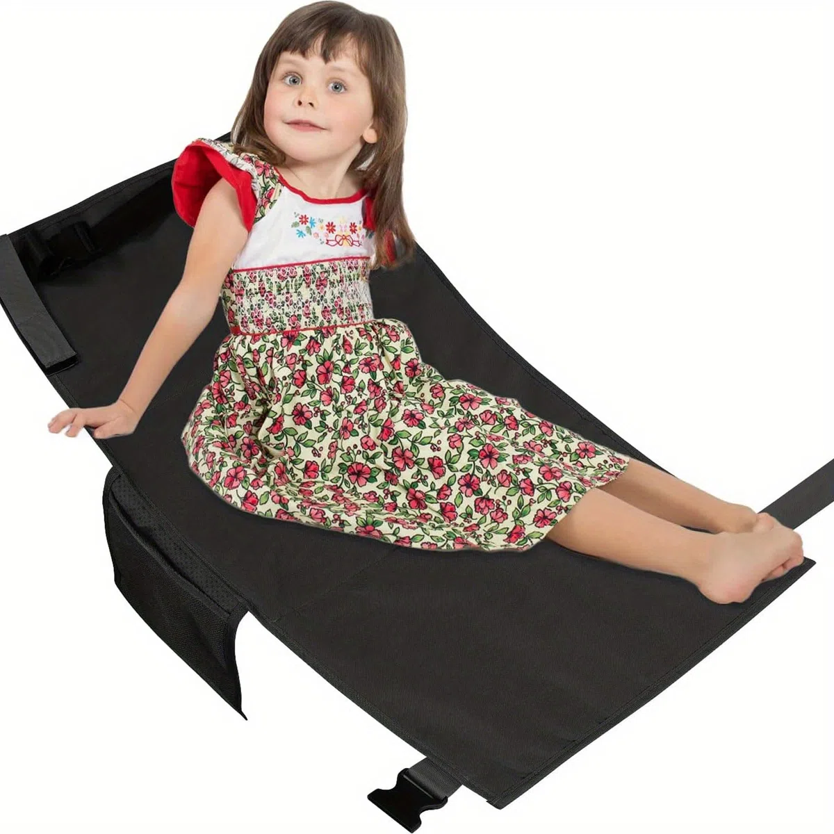 Les-Theresa Cama de avión para bebé de 31.1 x 17.3 pulgadas, extensor de asiento de avión plegable para niños pequeños, esencial de viaje para acostarse (negro)