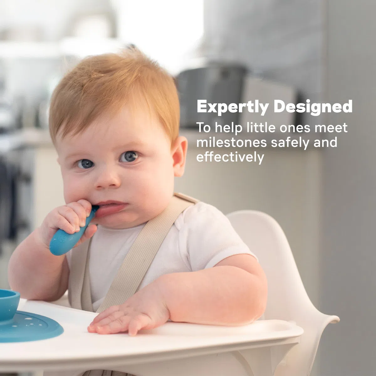 ezpz Tiny Spoons 4 meses +. Pack de 2 cucharas 100% de silicona para bebés y niños pequeños. facilita el Baby Led Weaning. Diseñado por un especialista en alimentación pediátrica. Azul
