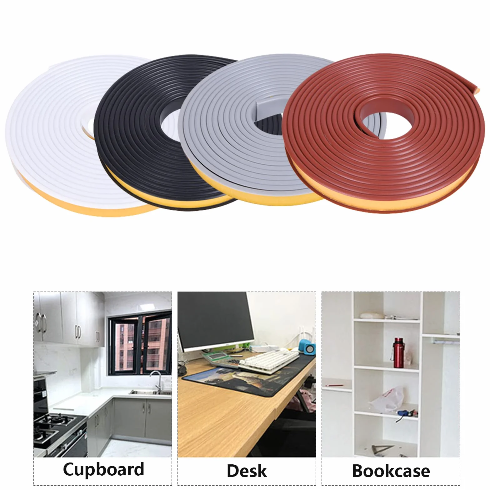 Cinta autoadhesiva en forma de U, 5 metros de cinta para bordes de muebles, protección flexible de TPE, protección de bordes plegable para bordes de armario, listón, encimeras (gris, 12 mm x 5 m)