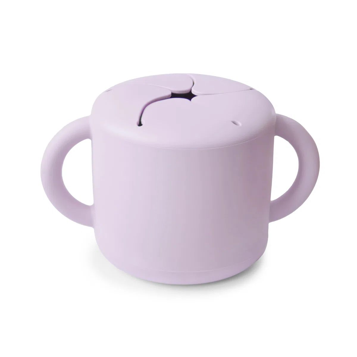 mushie Snack Taza de Silicona | Fiambrera Infantil para Llevar | Antiderrame y Resistente al Lavavajillas y al Microondas | Caja de Aperitivos Segura para Niños Pequeños y Niñas | Soft Lilac