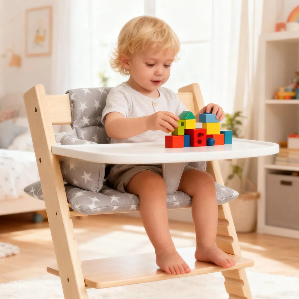 Juego de cojines antideslizantes para trona, 2 piezas, para trona Stokke Tripp Trapp, algodón orgánico, funda de repuesto con cierre de para bebés y niños