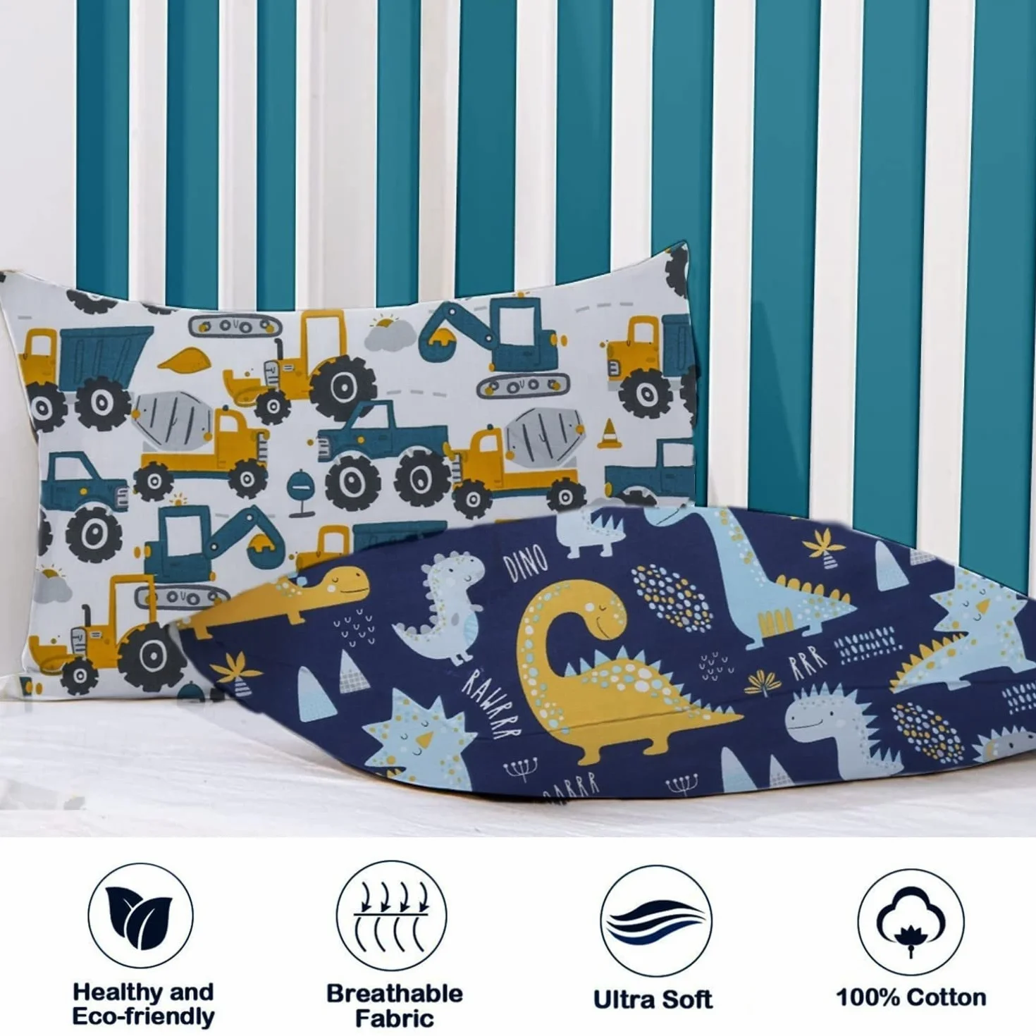 Funda de almohada infantil de 40 x 60 cm, 2 unidades de algodón orgánico, almohada para bebé, cojín para bebé, funda de almohada con cierre de sobre