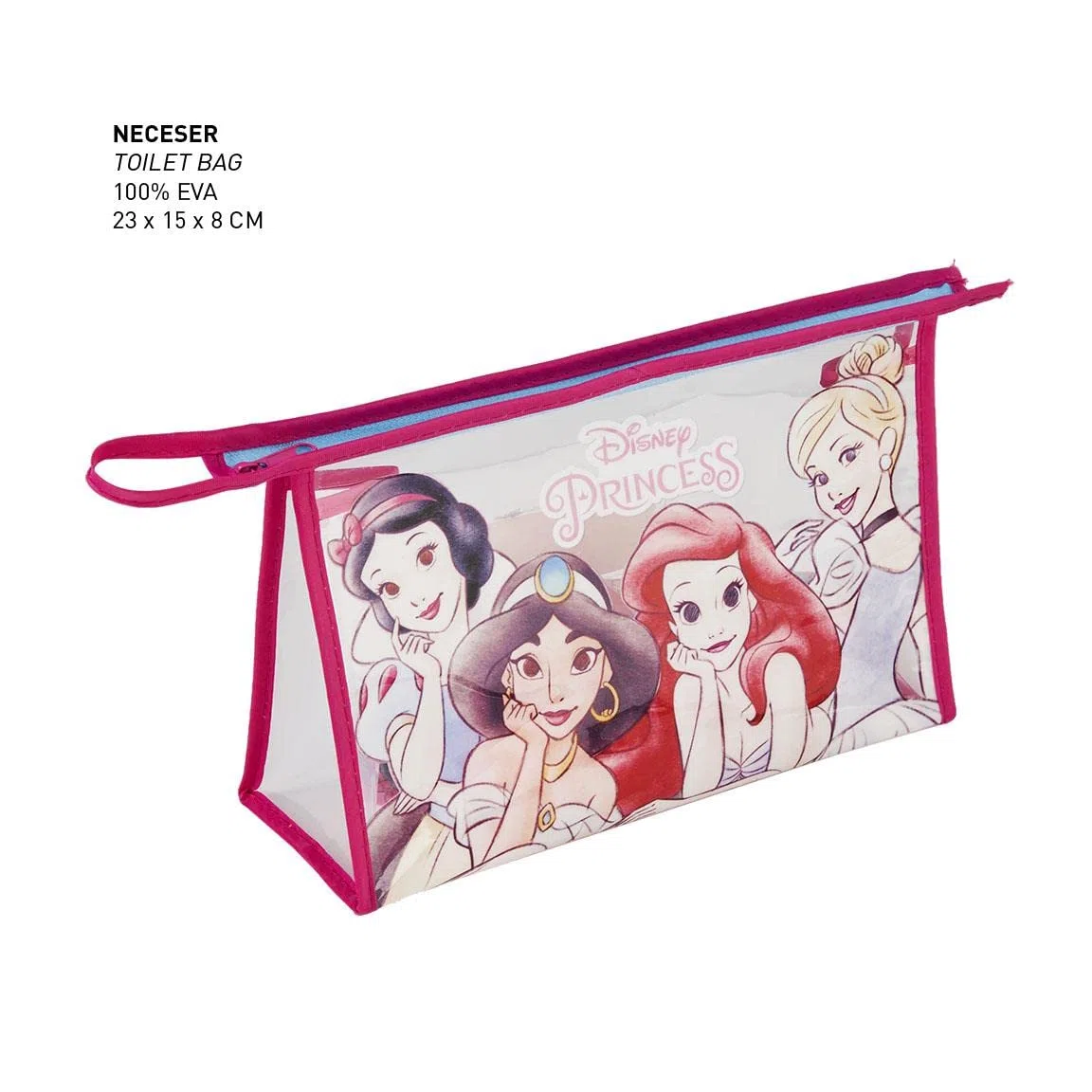 CERDÁ LIFE's LITTLE MOMENTS - Neceser Infantil Transparente de Princesas Disney Compuesto de [ Vaso de Plástico Cepillo de Pelo Toalla Microfibra] Licencia Oficial Disney, Rosa