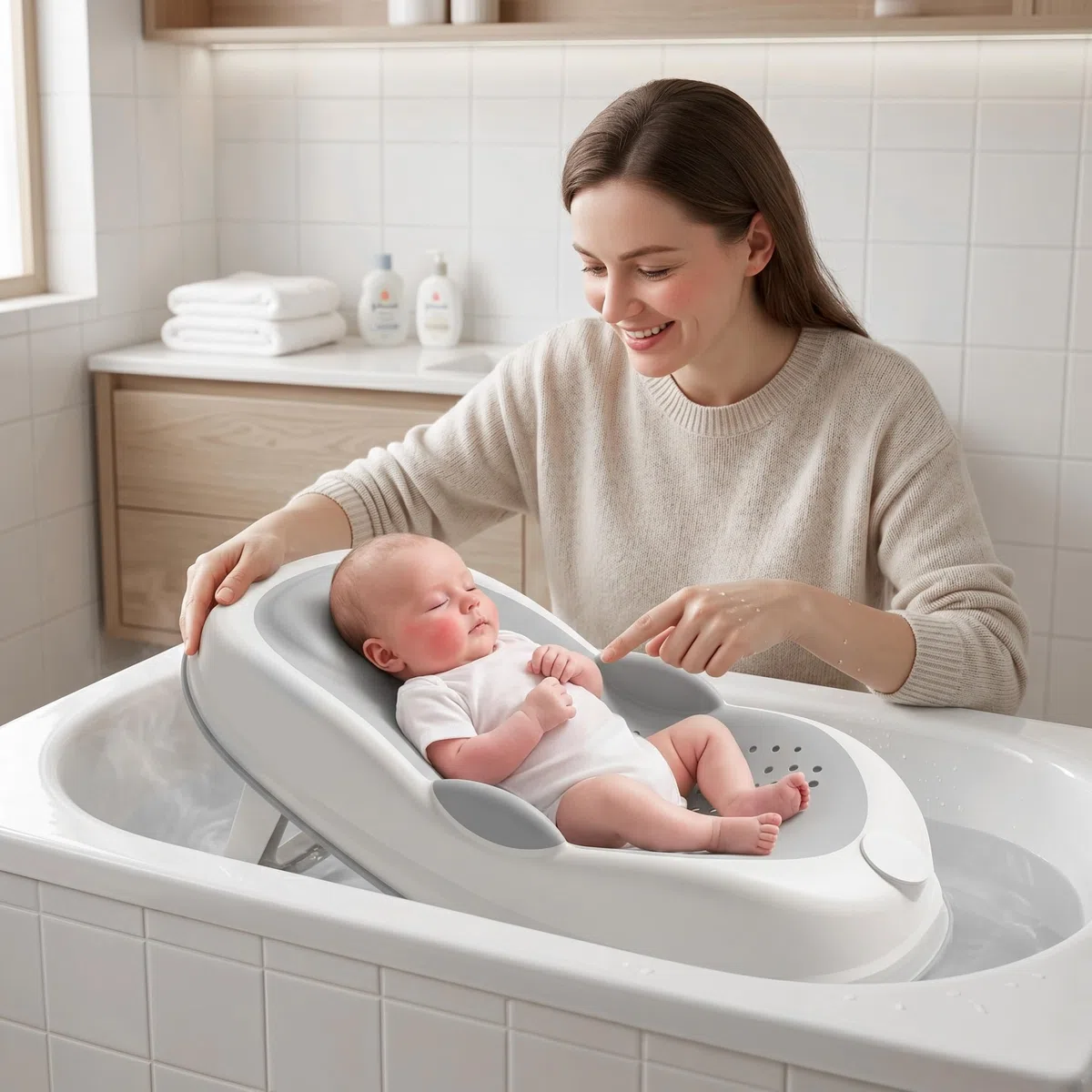 Soporte de baño para bebé antideslizante gris con soporte suave para la columna vertebral y pies plegables, asiento de bañera para recién nacidos, asiento de baño para niños pequeños, gris