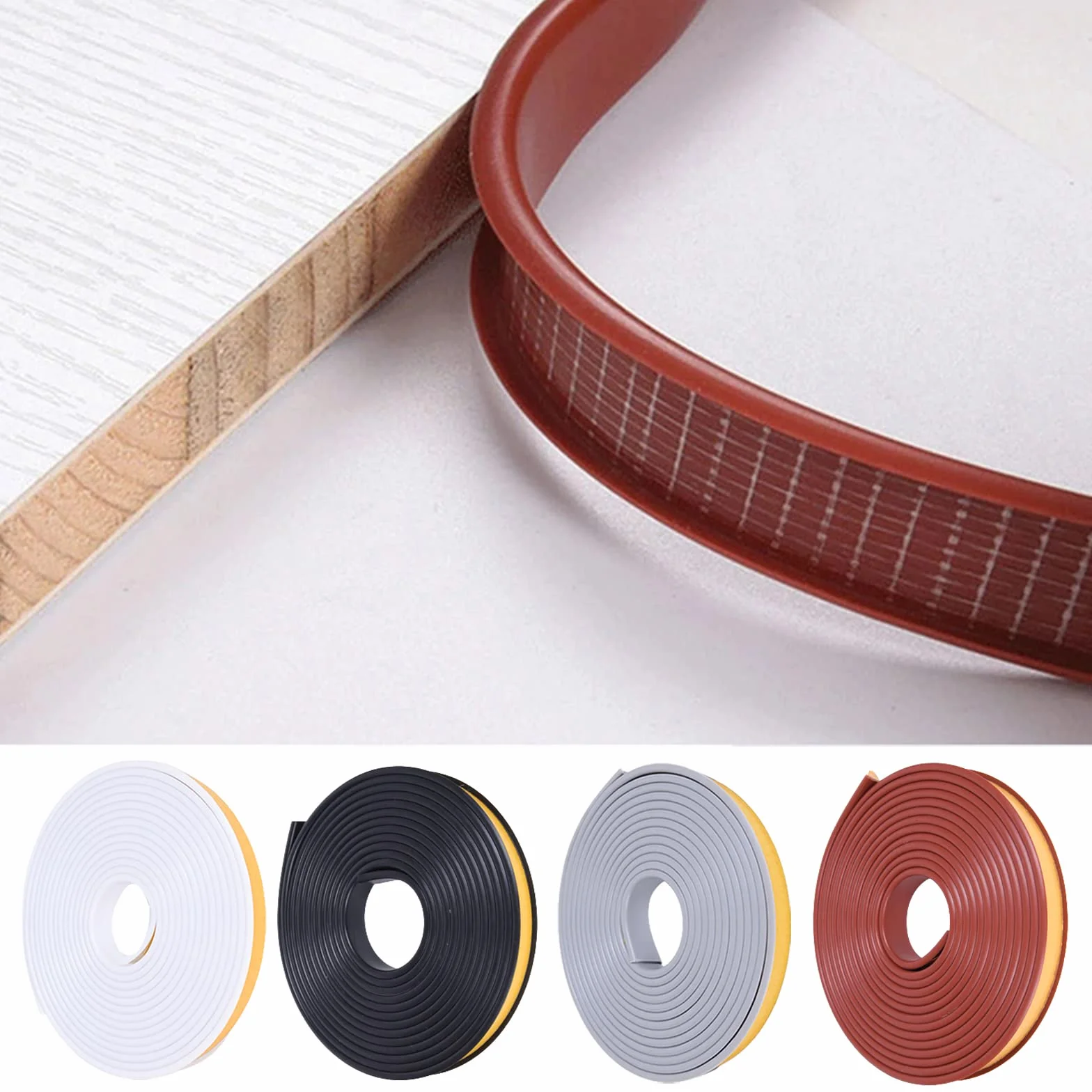 Cinta autoadhesiva en forma de U, 5 metros de cinta para bordes de muebles, protección flexible de TPE, protección de bordes plegable para bordes de armario, listón, encimeras (gris, 12 mm x 5 m)