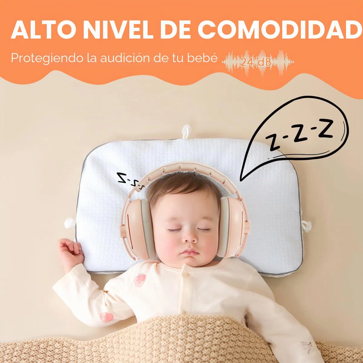 Protección auditiva para bebé, auriculares 2 en 1 para bebé, protección contra el ruido, con diadema ajustable y acolchada, orejeras para niños de hasta 48 meses, adecuados para dormir, viajar en